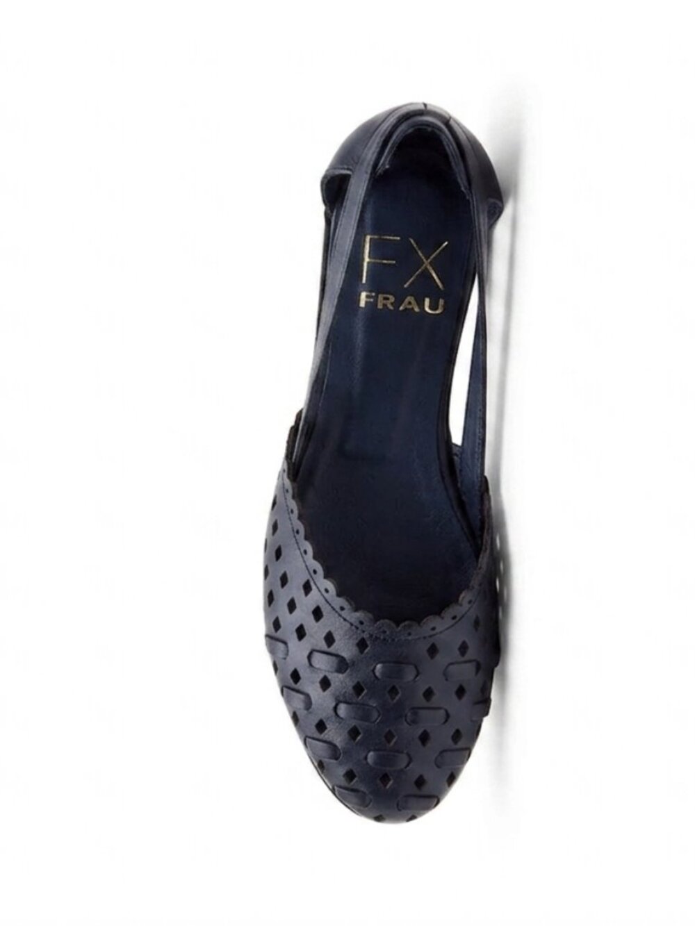 Navy Leather Cutout Slingback Flat